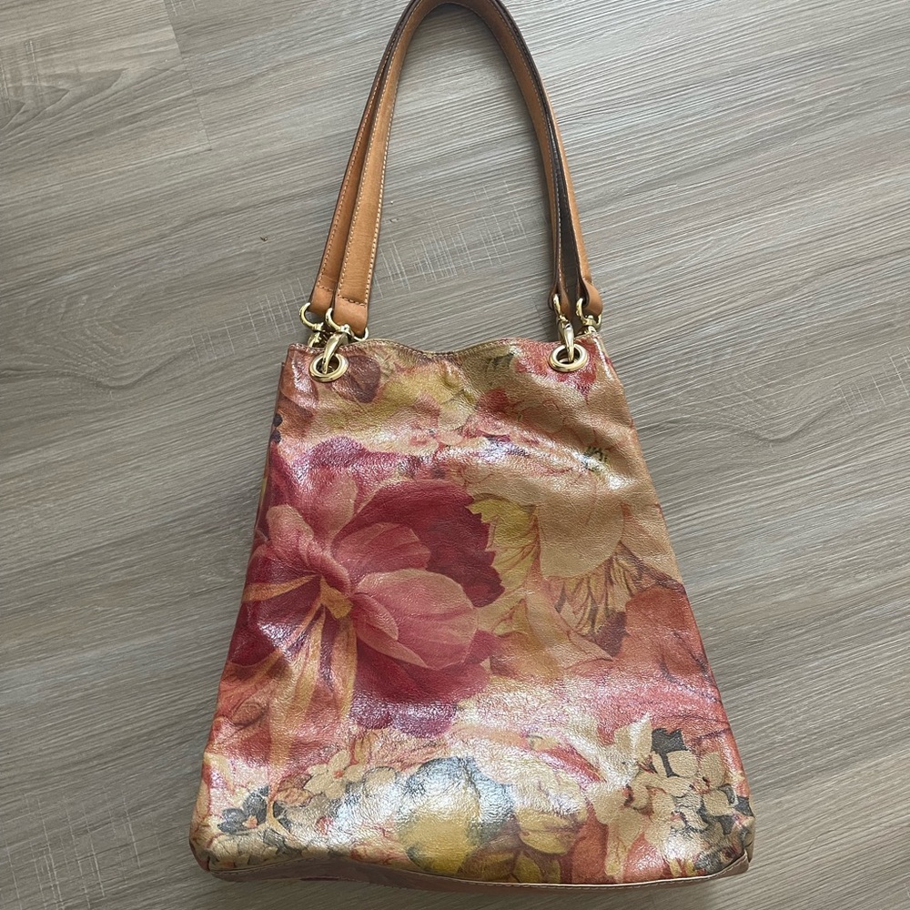 MAURIZIO TAIUTU Italy Floral Leather Tote Shoulder Bag Bohemian Artsy Romantic